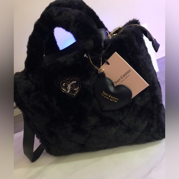 BNWT Juicy Couture Black Fluffy Tote - Picture 1 of 2